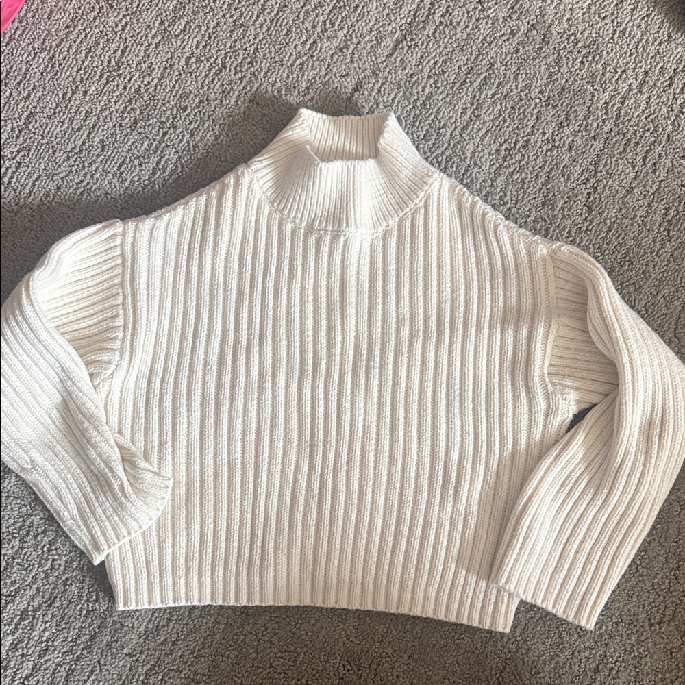 Zara girls Cream Ribbed Turtleneck Sweater